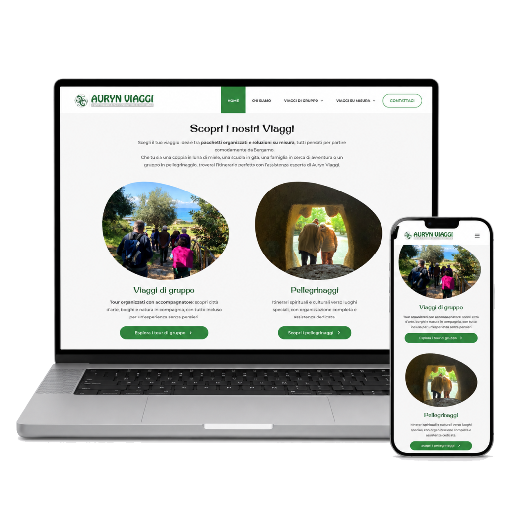 auryn viaggi mockup - sito web agenzia viaggi