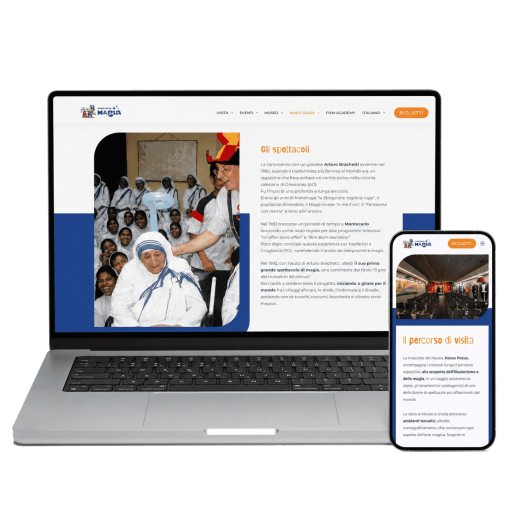 museo della magia mockup - realizzazione sito web museo